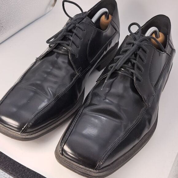 Calvin Klein Men’s Fedor Square Toe Shoes Derby Oxfords Dress Glossy Black  11.5 main image 4